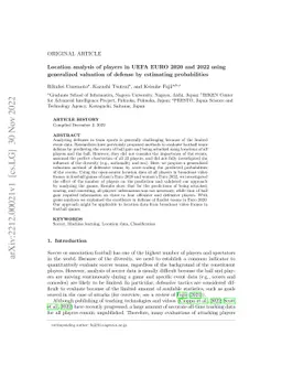 Location analysis of players in UEFA EURO 2020 and 2022 using
  generalized valuation of defense by estimating probabilities