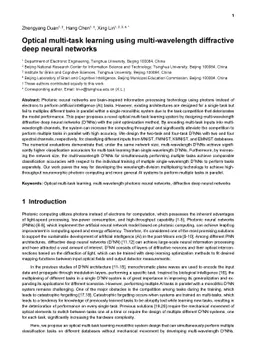 Optical multi-task learning using multi-wavelength diffractive deep
  neural networks