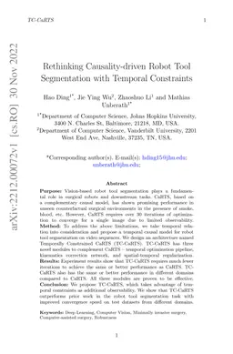 Rethinking Causality-driven Robot Tool Segmentation with Temporal
  Constraints