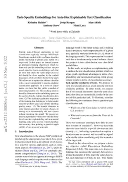 Task-Specific Embeddings for Ante-Hoc Explainable Text Classification