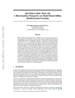 One Risk to Rule Them All: A Risk-Sensitive Perspective on Model-Based
  Offline Reinforcement Learning
