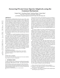 Answering Private Linear Queries Adaptively using the Common Mechanism