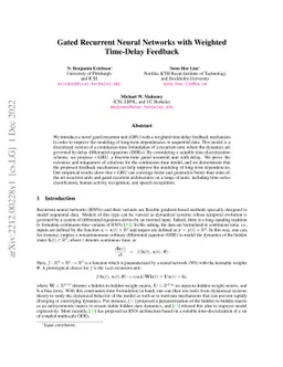 Gated Recurrent Neural Networks with Weighted Time-Delay Feedback