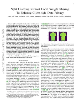 Split Learning without Local Weight Sharing to Enhance Client-side Data
  Privacy