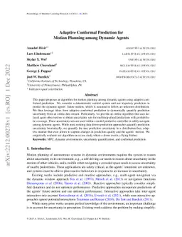 Adaptive Conformal Prediction for Motion Planning among Dynamic Agents