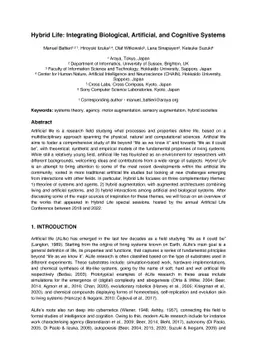 Hybrid Life: Integrating Biological, Artificial, and Cognitive Systems
