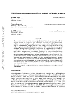 Scalable and adaptive variational Bayes methods for Hawkes processes