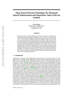 Deep neural network techniques for monaural speech enhancement: state of
  the art analysis