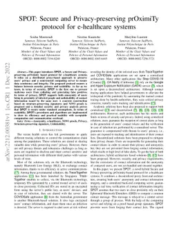 SPOT: Secure and Privacy-preserving prOximiTy protocol for e-healthcare
  systems