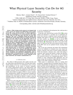 What Physical Layer Security Can Do for 6G Security
