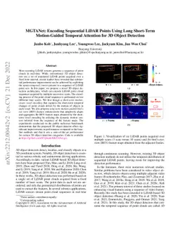 MGTANet: Encoding Sequential LiDAR Points Using Long Short-Term
  Motion-Guided Temporal Attention for 3D Object Detection