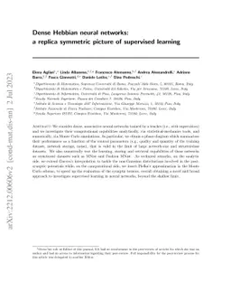 Dense Hebbian neural networks: a replica symmetric picture of supervised
  learning