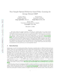 Near Sample-Optimal Reduction-based Policy Learning for Average Reward
  MDP