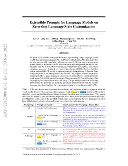 Extensible Prompts for Language Models on Zero-shot Language Style
  Customization