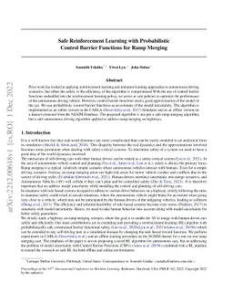 Safe Reinforcement Learning with Probabilistic Control Barrier Functions
  for Ramp Merging