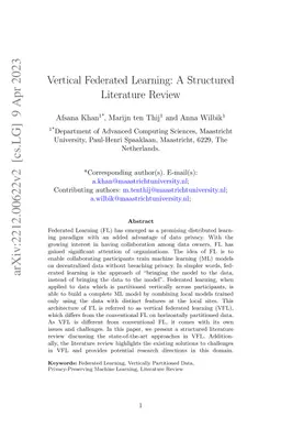 Vertical Federated Learning: A Structured Literature Review
