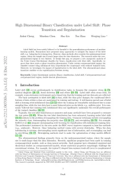 High Dimensional Binary Classification under Label Shift: Phase
  Transition and Regularization