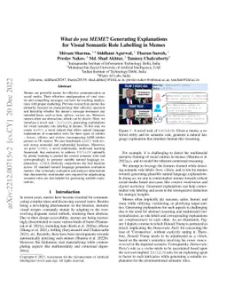 What do you MEME? Generating Explanations for Visual Semantic Role
  Labelling in Memes