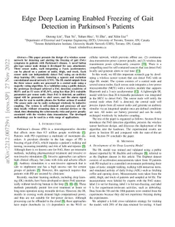Edge Deep Learning Enabled Freezing of Gait Detection in Parkinson's
  Patients