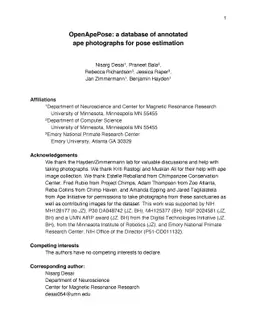 OpenApePose: a database of annotated ape photographs for pose estimation