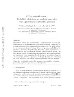 P(Expression|Grammar): Probability of deriving an algebraic expression
  with a probabilistic context-free grammar