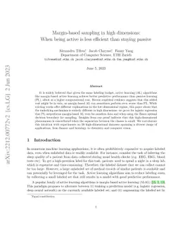 Margin-based sampling in high dimensions: When being active is less
  efficient than staying passive