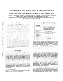 Generalizing Math Word Problem Solvers via Solution Diversification
