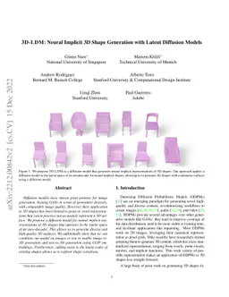3D-LDM: Neural Implicit 3D Shape Generation with Latent Diffusion Models