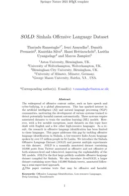 SOLD: Sinhala Offensive Language Dataset