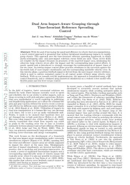 Dual Arm Impact-Aware Grasping through Time-Invariant Reference
  Spreading Control