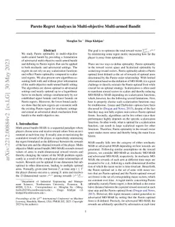 Pareto Regret Analyses in Multi-objective Multi-armed Bandit