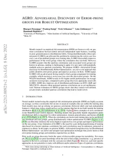 AGRO: Adversarial Discovery of Error-prone groups for Robust
  Optimization