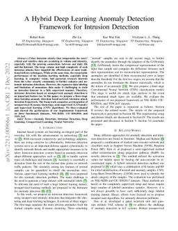 A Hybrid Deep Learning Anomaly Detection Framework for Intrusion
  Detection