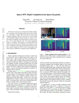 Sparse SPN: Depth Completion from Sparse Keypoints
