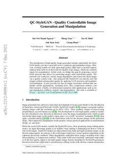 QC-StyleGAN -- Quality Controllable Image Generation and Manipulation
