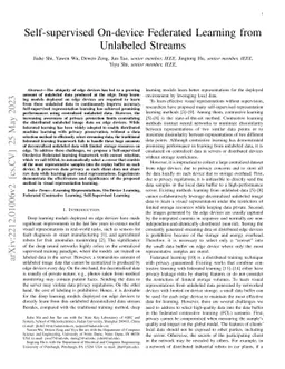Self-supervised On-device Federated Learning from Unlabeled Streams