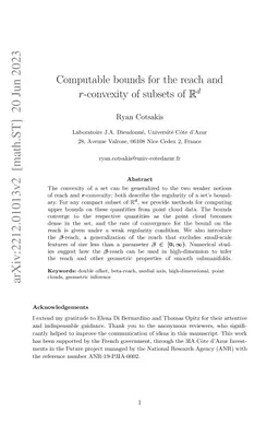 Computable bounds for the reach and $r$-convexity of subsets of
  $\mathbb{R}^d$