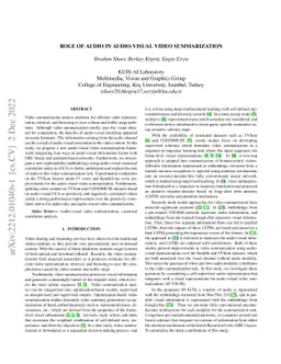 Role of Audio in Audio-Visual Video Summarization