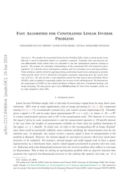 Fast Algorithm for Constrained Linear Inverse Problems