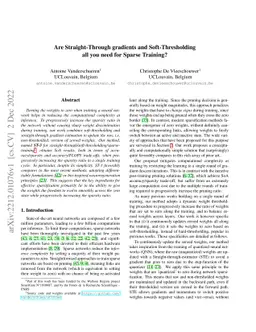 Are Straight-Through gradients and Soft-Thresholding all you need for
  Sparse Training?