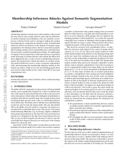 Membership Inference Attacks Against Semantic Segmentation Models