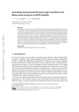 Assessing Anonymized System Logs Usefulness for Behavioral Analysis in
  RNN Models