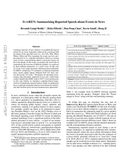 SumREN: Summarizing Reported Speech about Events in News