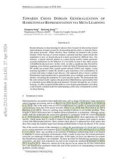 Towards Cross Domain Generalization of Hamiltonian Representation via
  Meta Learning