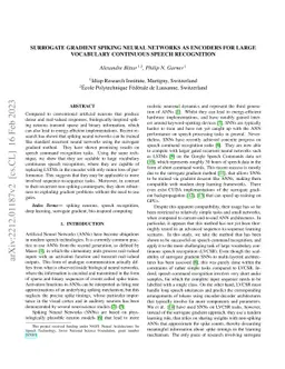 Surrogate Gradient Spiking Neural Networks as Encoders for Large
  Vocabulary Continuous Speech Recognition