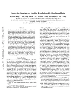 Improving Simultaneous Machine Translation with Monolingual Data