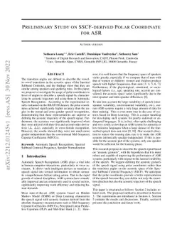 Preliminary Study on SSCF-derived Polar Coordinate for ASR