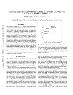 CHAPTER: Exploiting Convolutional Neural Network Adapters for
  Self-supervised Speech Models