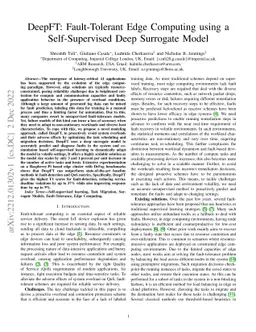 DeepFT: Fault-Tolerant Edge Computing using a Self-Supervised Deep
  Surrogate Model