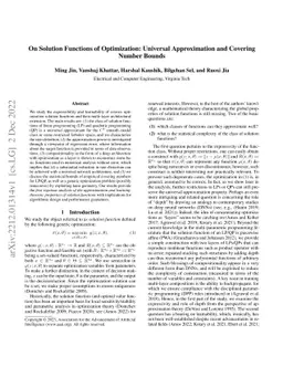 On Solution Functions of Optimization: Universal Approximation and
  Covering Number Bounds